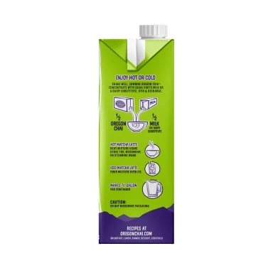 Oregon Chai Organic Green Tea Matcha Chai Tea Latte 1:1 Concentrate 6-32oz Cartons (CASE)
