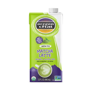 Oregon Chai Organic Green Tea Matcha Chai Tea Latte 1:1 Concentrate 6-32oz Cartons (CASE)