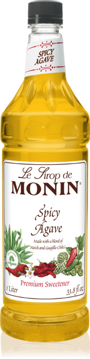 Monin Spicy Agave Sweetener Syrup 1L Plastic Bottle
