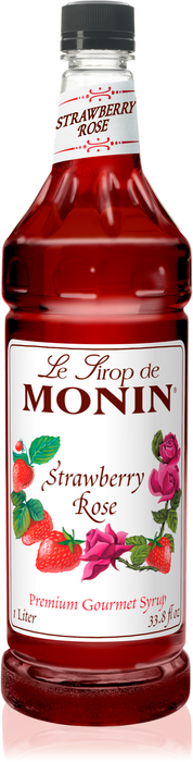 Monin Strawberry Rose Flavoring Syrup 1L Plastic Bottle