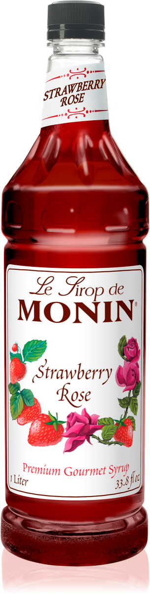 Monin Strawberry Rose Flavoring Syrup 1L Plastic Bottle