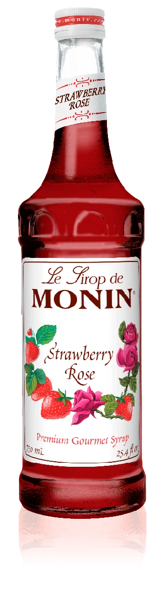 Monin Strawberry Rose Flavoring Syrup 750mL Glass Bottle