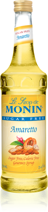 Monin Sugar Free Amaretto Flavoring Syrup 750mL Glass Bottle
