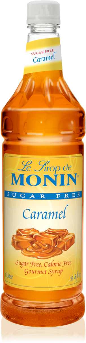 Monin Sugar Free Caramel Flavoring Syrup 1L Plastic Bottle