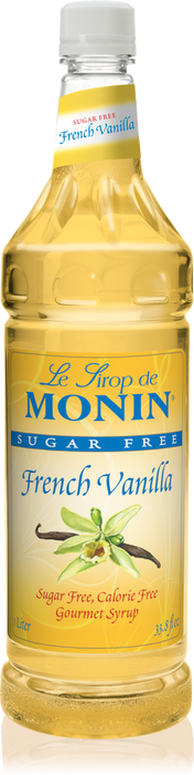 Monin Sugar Free French Vanilla Flavoring Syrup 1L Plastic Bottle