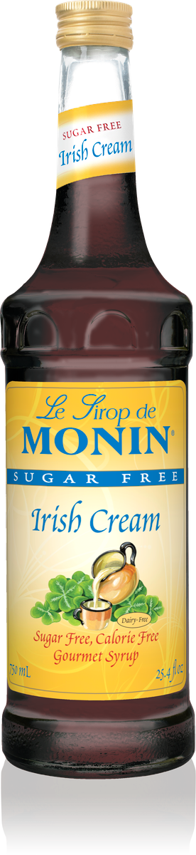 Monin Sugar Free Irish Cream Flavoring Syrup 750mL Glass Bottle