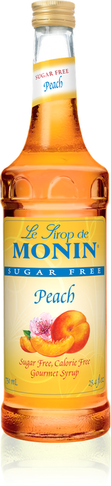 Monin Sugar Free Peach Flavoring Syrup 750mL Glass Bottle