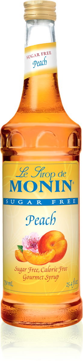 Monin Sugar Free Peach Flavoring Syrup 750mL Glass Bottle