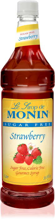 Monin Sugar Free Strawberry Flavoring Syrup 1L Plastic Bottle