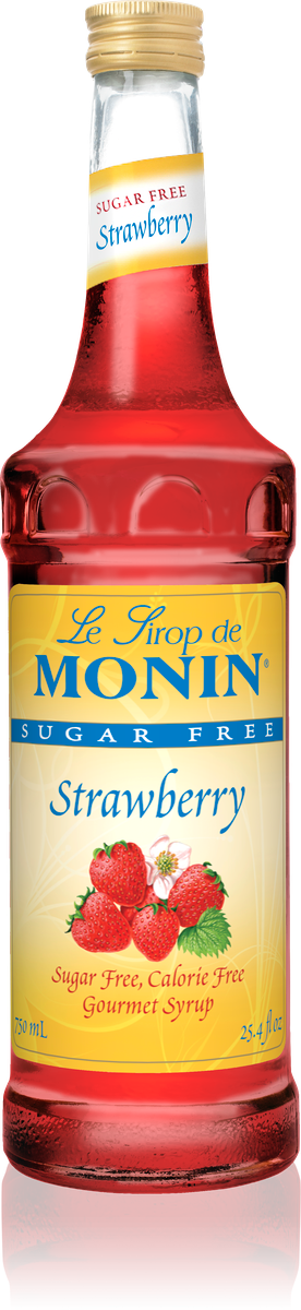 Monin Sugar Free Strawberry Flavoring Syrup 750mL Glass Bottle