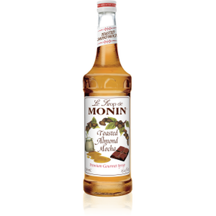 Monin Toasted Almond Mocha Flavoring Syrup 750mL Glass Bottle