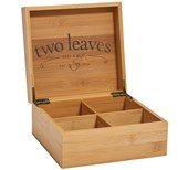 Two Leaves Bamboo Box for 4 teas