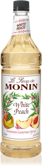 Monin White Peach Flavoring Syrup 1L Plastic Bottle