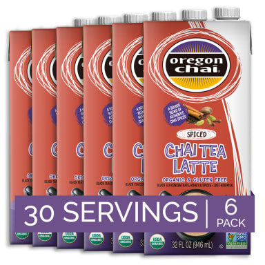 Oregon Chai Organic Spiced Chai Tea Latte 1:1 Concentrate 6 - 32oz Cartons (CASE)