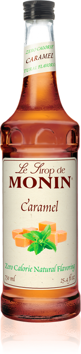 Monin Zero Calorie Natural Caramel Flavoring Syrup 750mL Glass Bottle