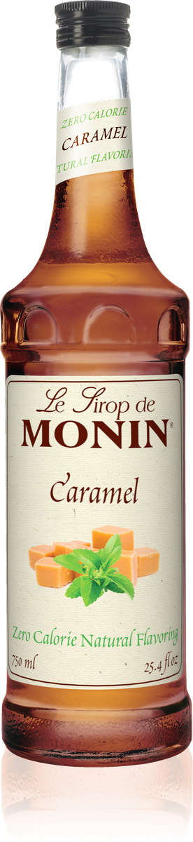 Monin Zero Calorie Natural Caramel Flavoring Syrup 750mL Glass Bottle