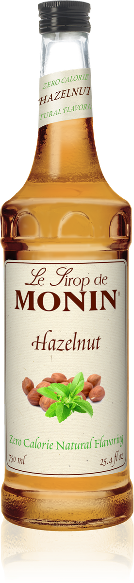 Monin Zero Calorie Natural Hazelnut Flavoring Syrup 750mL Glass Bottle