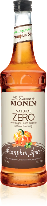 Monin Zero Calorie Natural Pumpkin Spice Flavoring Syrup 750mL Glass Bottle