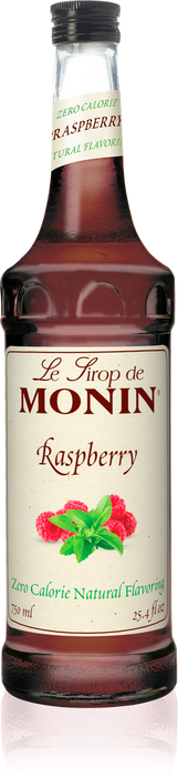 Monin Zero Calorie Natural Raspberry Flavoring Syrup 750mL Glass Bottle