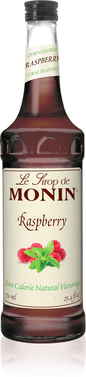 Monin Zero Calorie Natural Raspberry Flavoring Syrup 750mL Glass Bottle